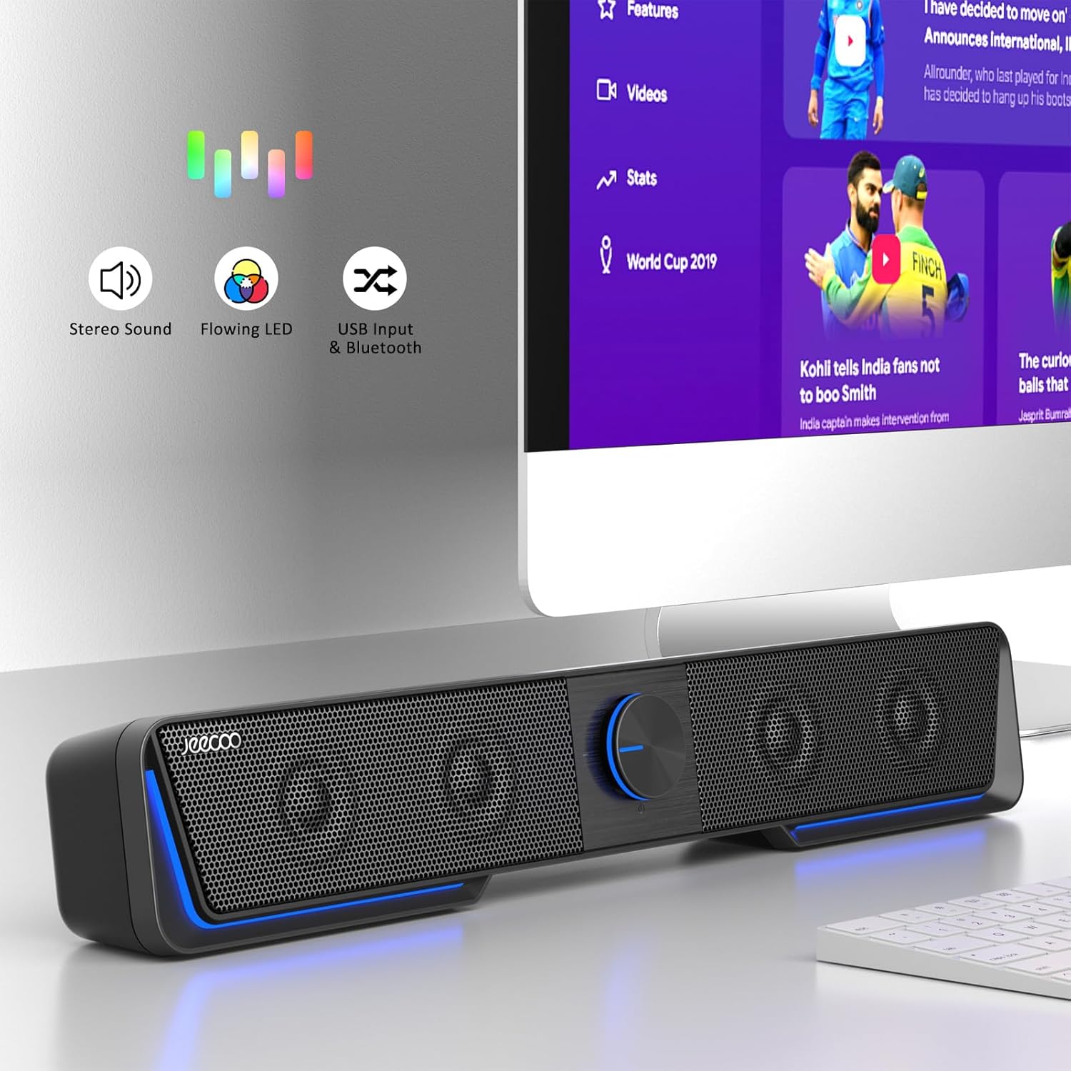Thumbnail 6 de Jeecoo A40 USB & Type-C PC speakers with Bluetooth, touch LEDs and vibrating diaphragms
