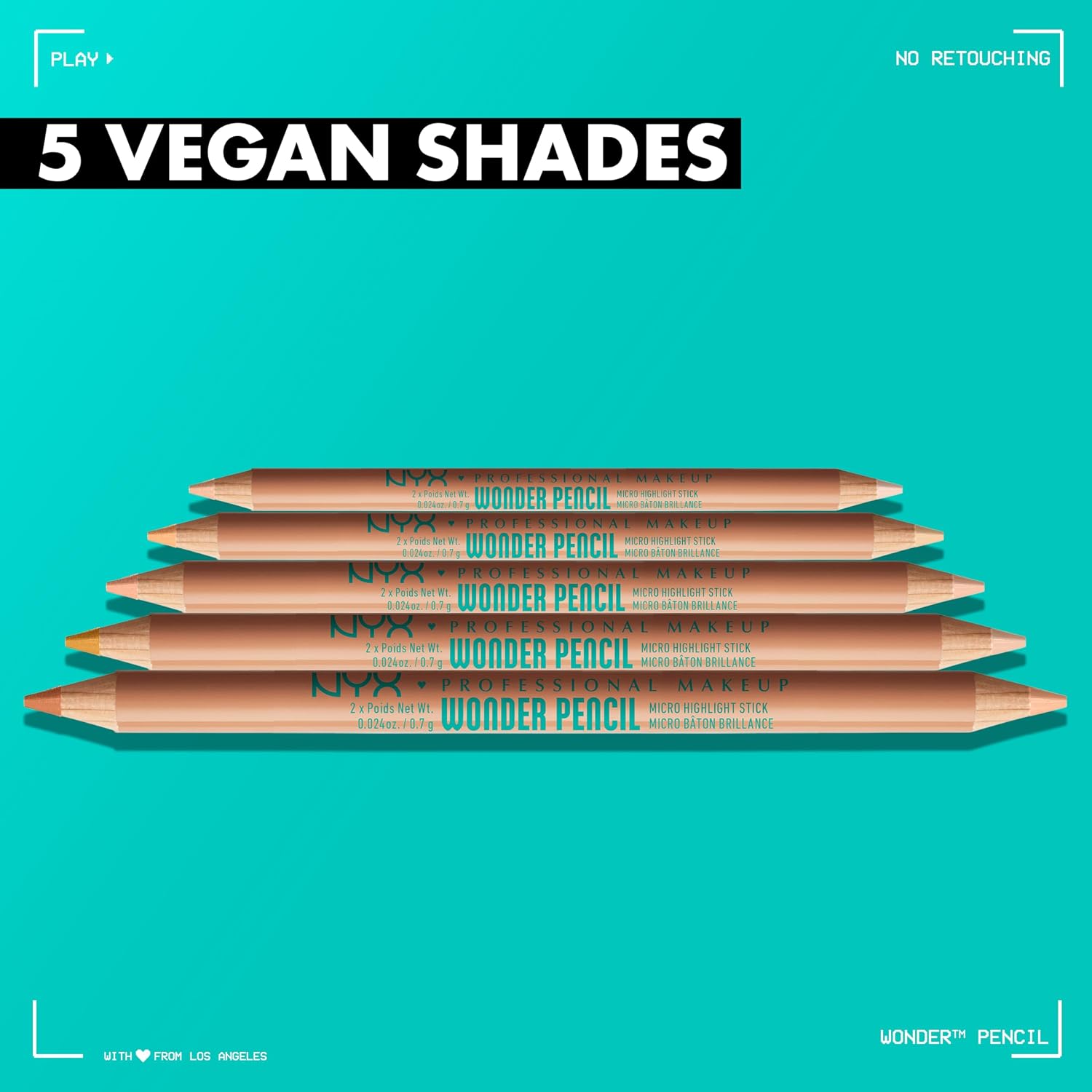 Detalle 2 de NYX Professional Makeup Wonder Pencil – dubbelsidig highlighterpenna, 03 Medium persika