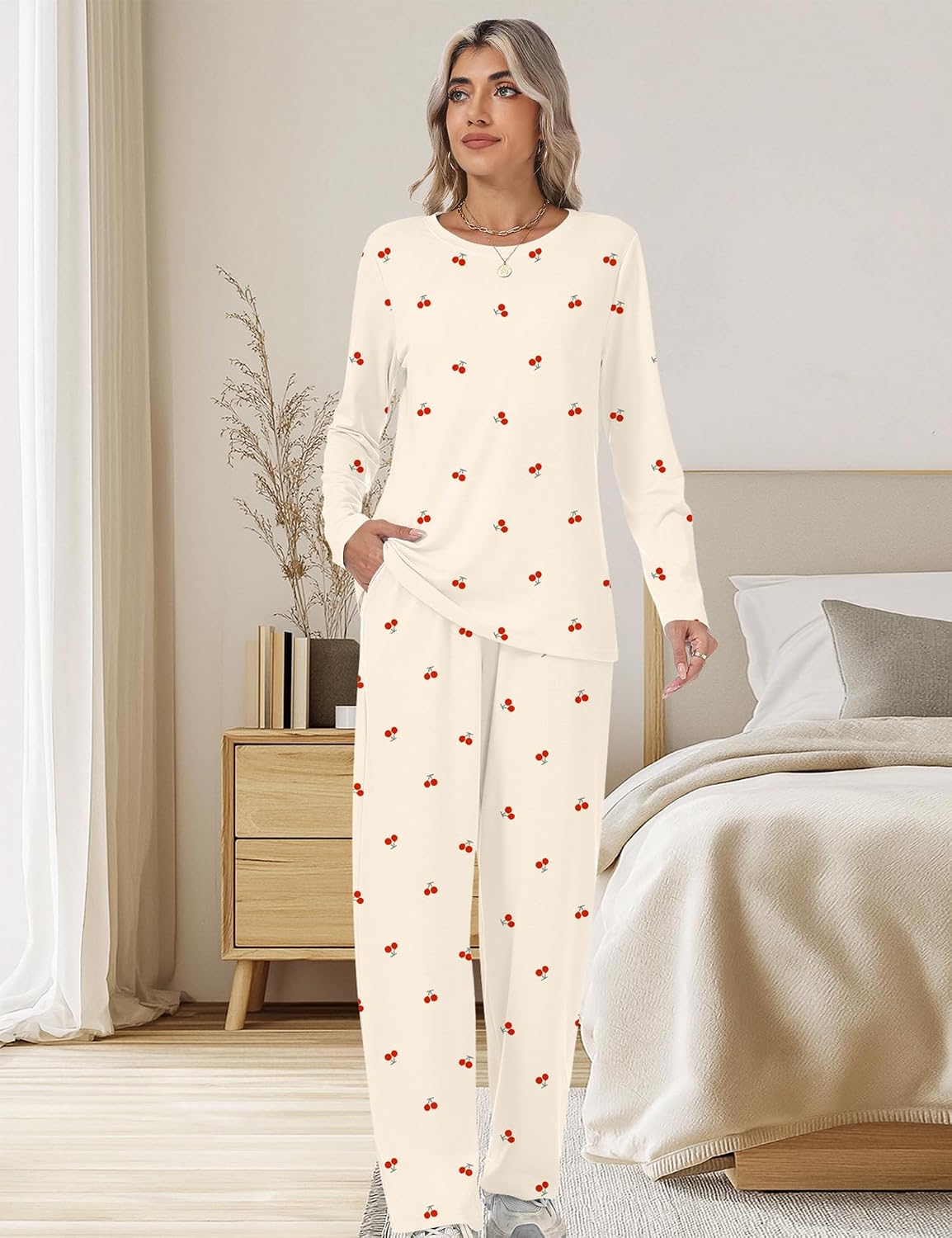 Thumbnail 2 de Rapbin Schlafanzug Damen Lang Pyjama Set