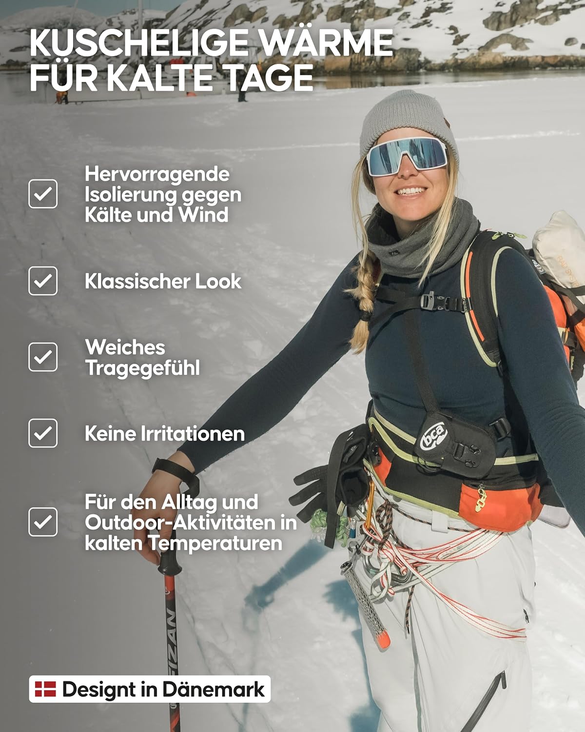 Thumbnail 2 de DANISH ENDURANCE Merinowolle Mütze mit Fleece Beanie