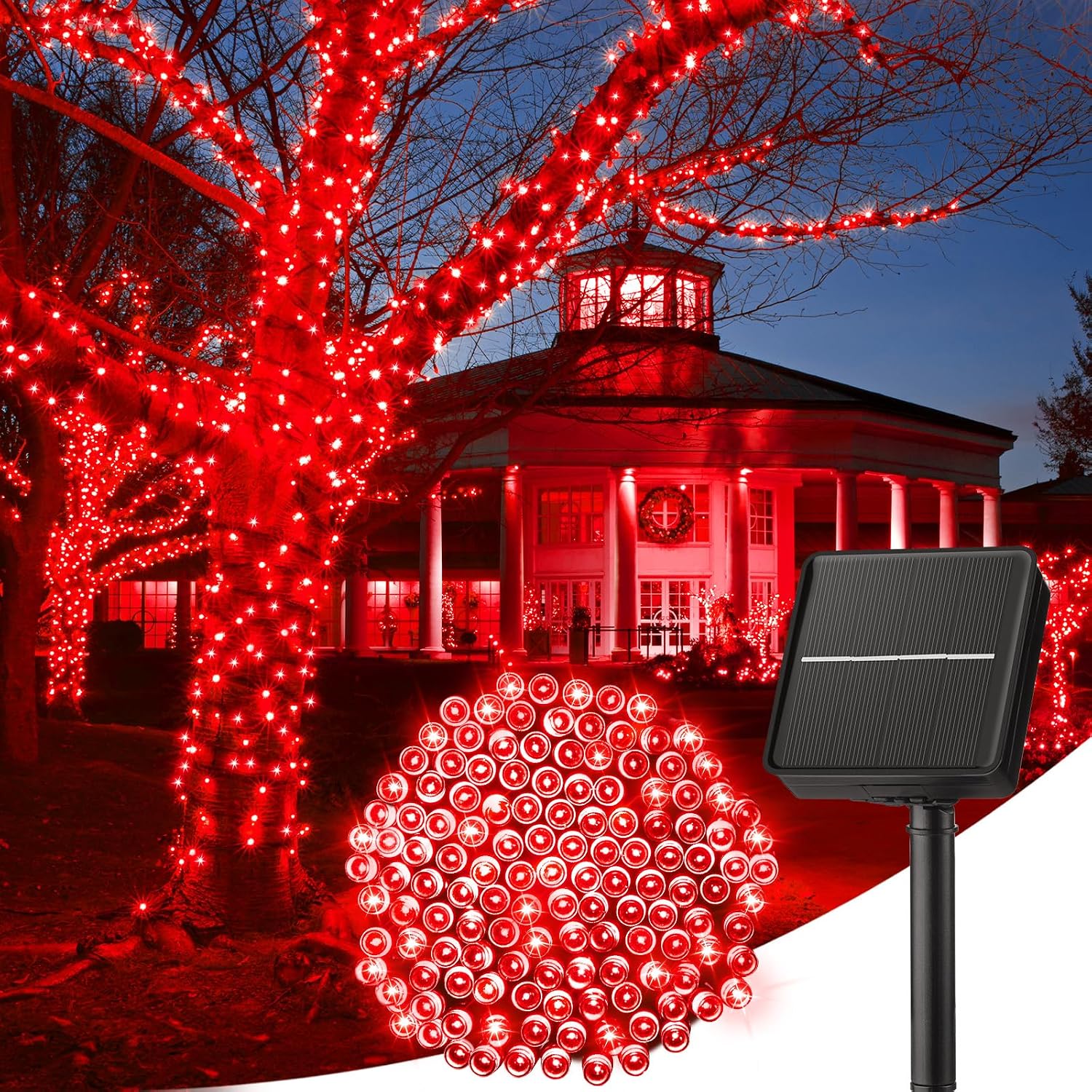 Detalle de Minetom JT-EL/FC300V0400-I3 Solar String Lights, 80 Feet, 200 Red LEDs