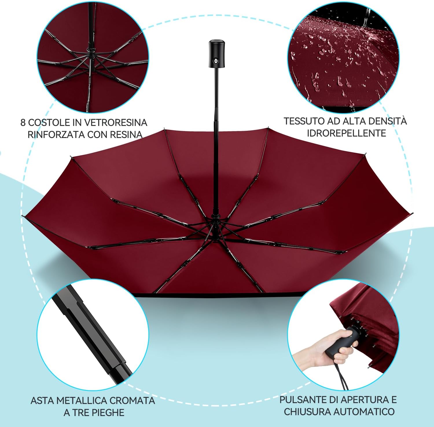 Thumbnail 2 de TechRise Umbrella: Compact, Windproof Automatic Folding Umbrella for Travel