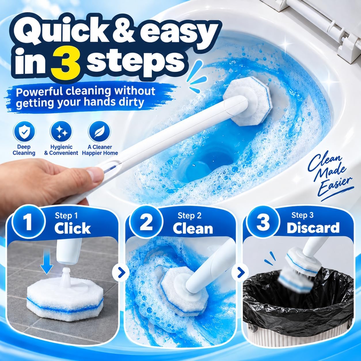 Thumbnail 5 de LosKremari a60 Toilet Brush Refills, 60-Pack Snap-On Foam Heads