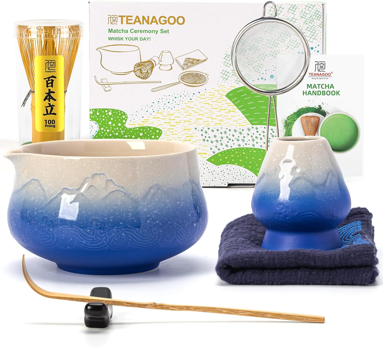 Thumbnail 6 de TEANAGOO Matcha-Set | 7-teiliges Matcha-Zeremonie-Set aus Bambus und Keramik mit Farbverlauf Orange/Weiß