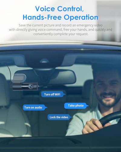 Detalle 2 de KAWA 3K Dash Cam Front, 360°Rotation, Voice Control, Wi‑Fi Dashcam for Cars
