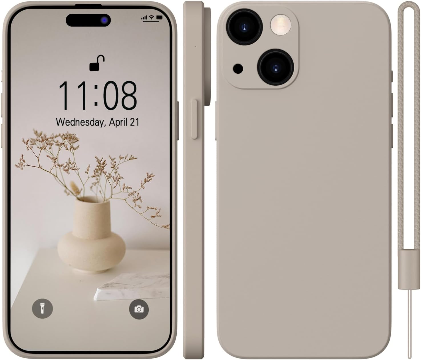 Detalle de WXX Silikonhülle für iPhone 15 (6,1 Zoll) – Dünn, mit Microfaser, Titanium Grau