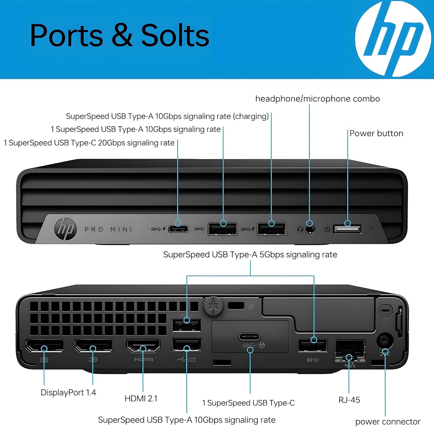 Detalle de HP Mini Desktop Computer, Pro Mini 400 G9