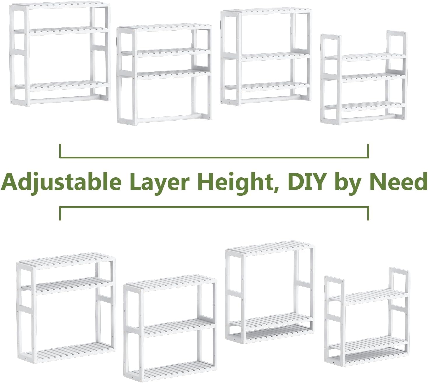 Thumbnail 6 de Bamworld 3-Tier Adjustable Bamboo Over-the-Toilet Rack Shelf Storage (White)
