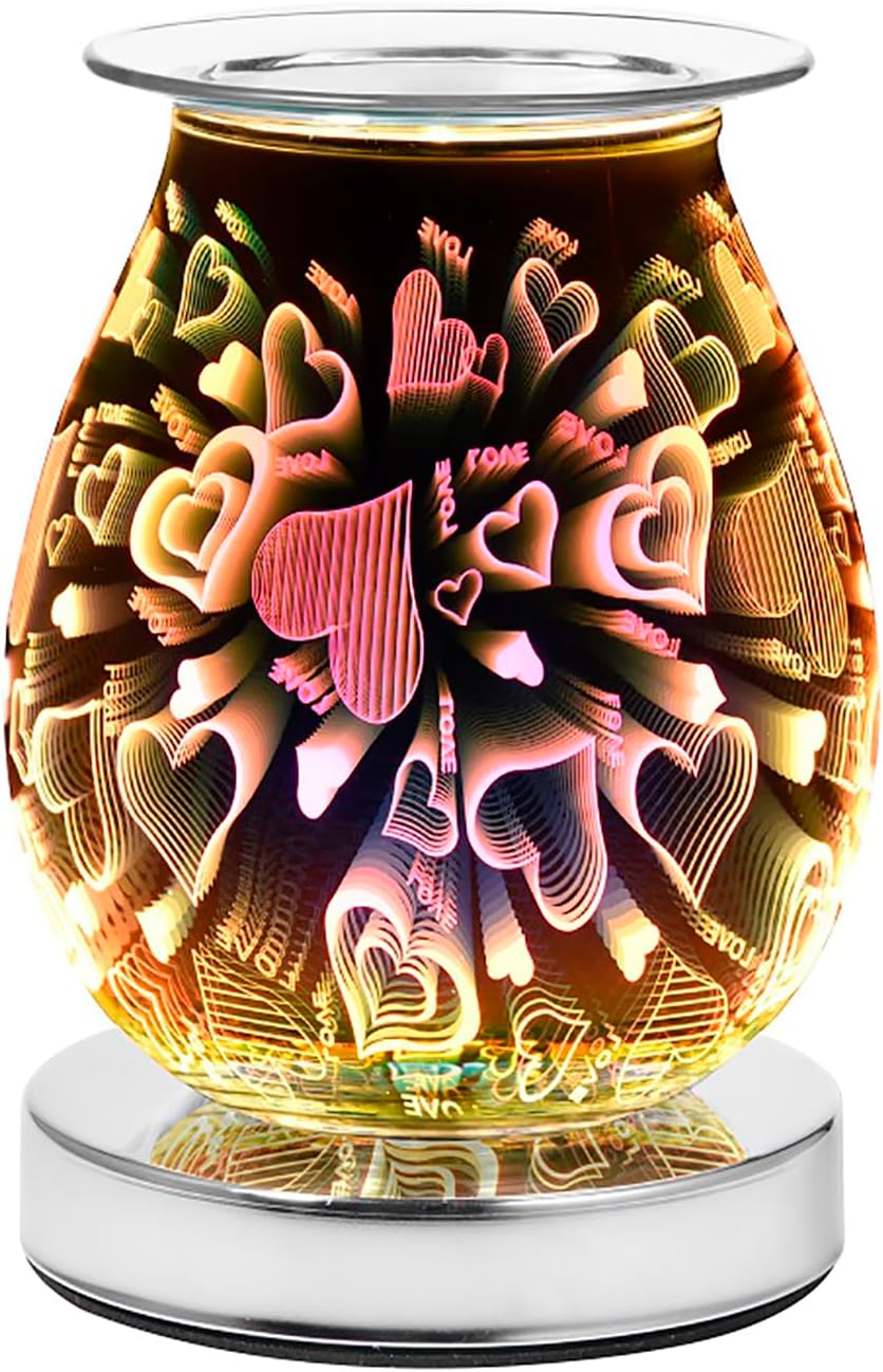 DICIMI Electric Wax Melt Burner (3D Heart & LOVE) with Touch Control and 3 Heat Settings