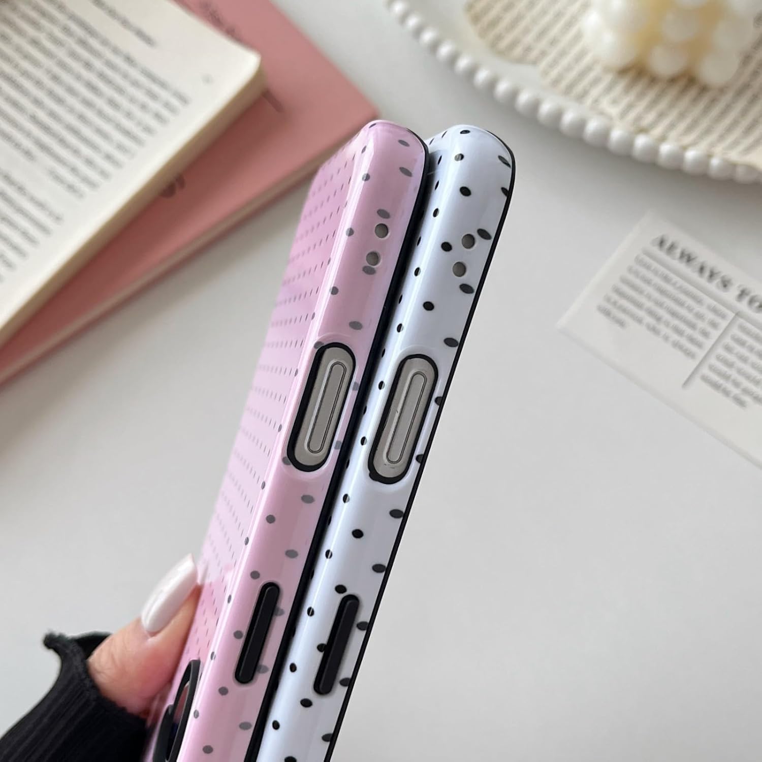 Thumbnail 6 de Longlayss DOT050 iPhone 16 Plus Case, Pink Polka-Dot Slim TPU and PC Cover
