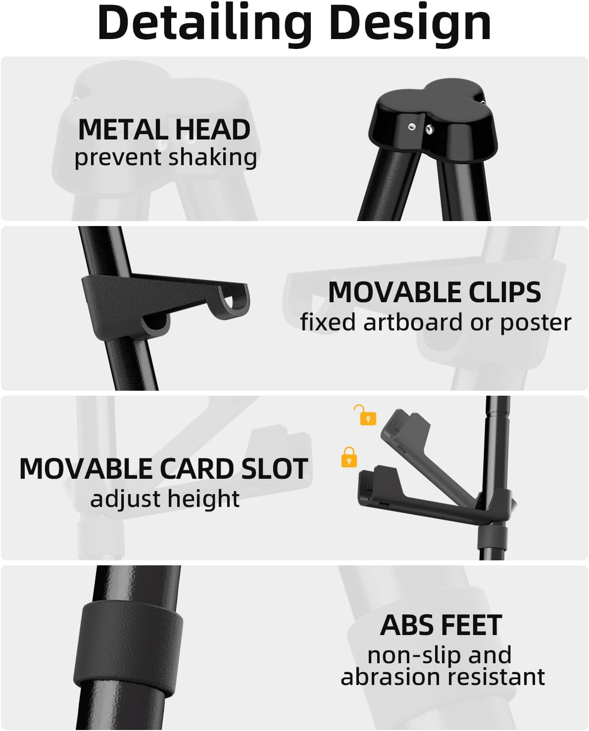 Detalle de Nicpro Folding Easel for Display, 63-Inch Metal Floor Easel Stand – Portable Black Tripod with Carry Bag