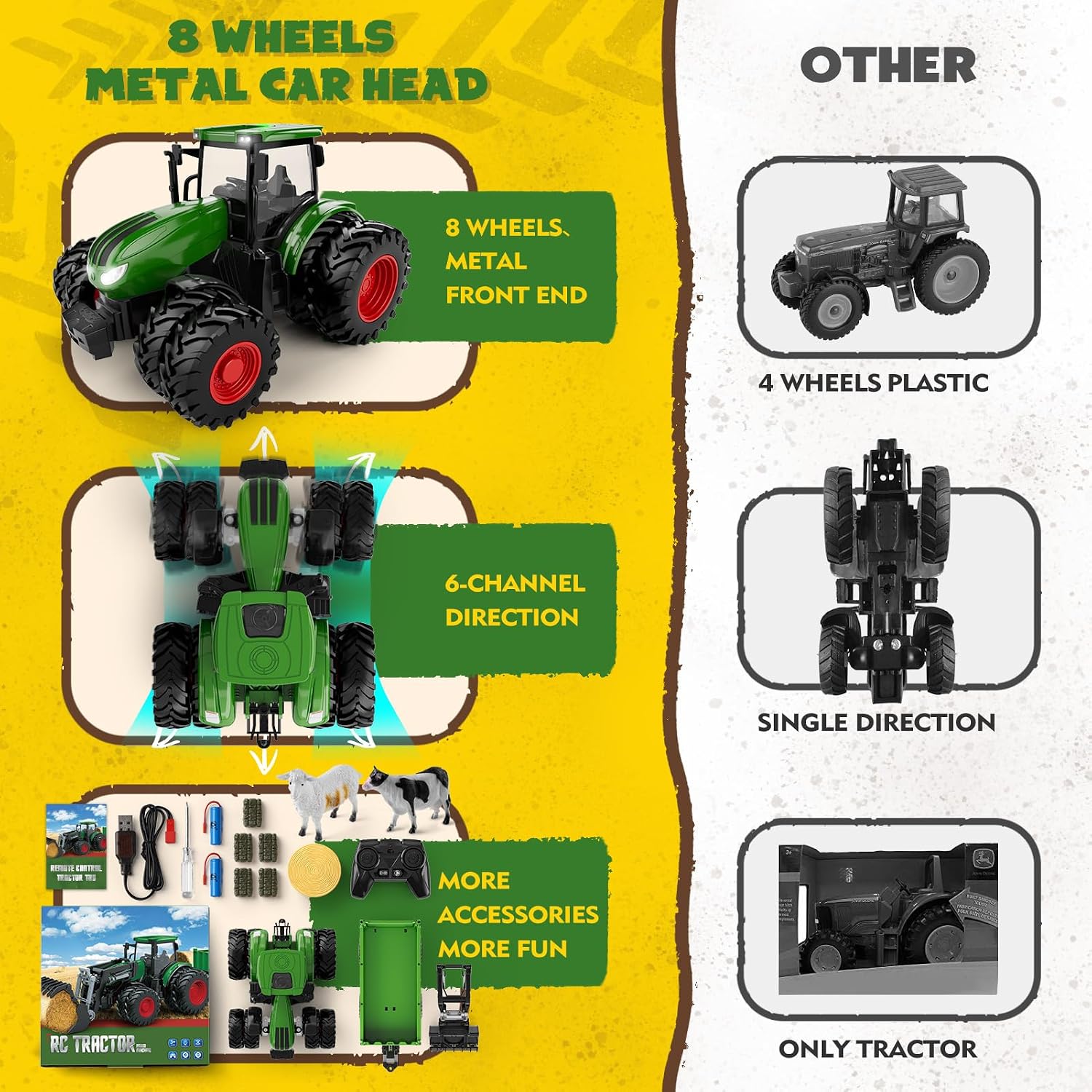 Detalle 2 de Remote Control Tractor Toy with Trailer 🚜