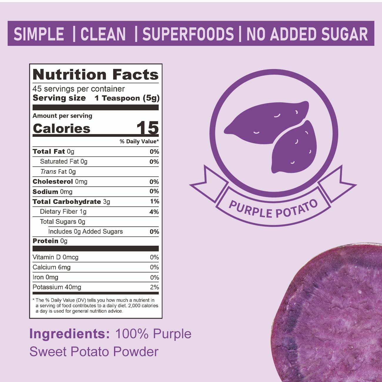 Detalle 2 de Grelim Purple Sweet Potato Powder, 8 oz, Freeze-Dried, Vegan, Gluten-Free
