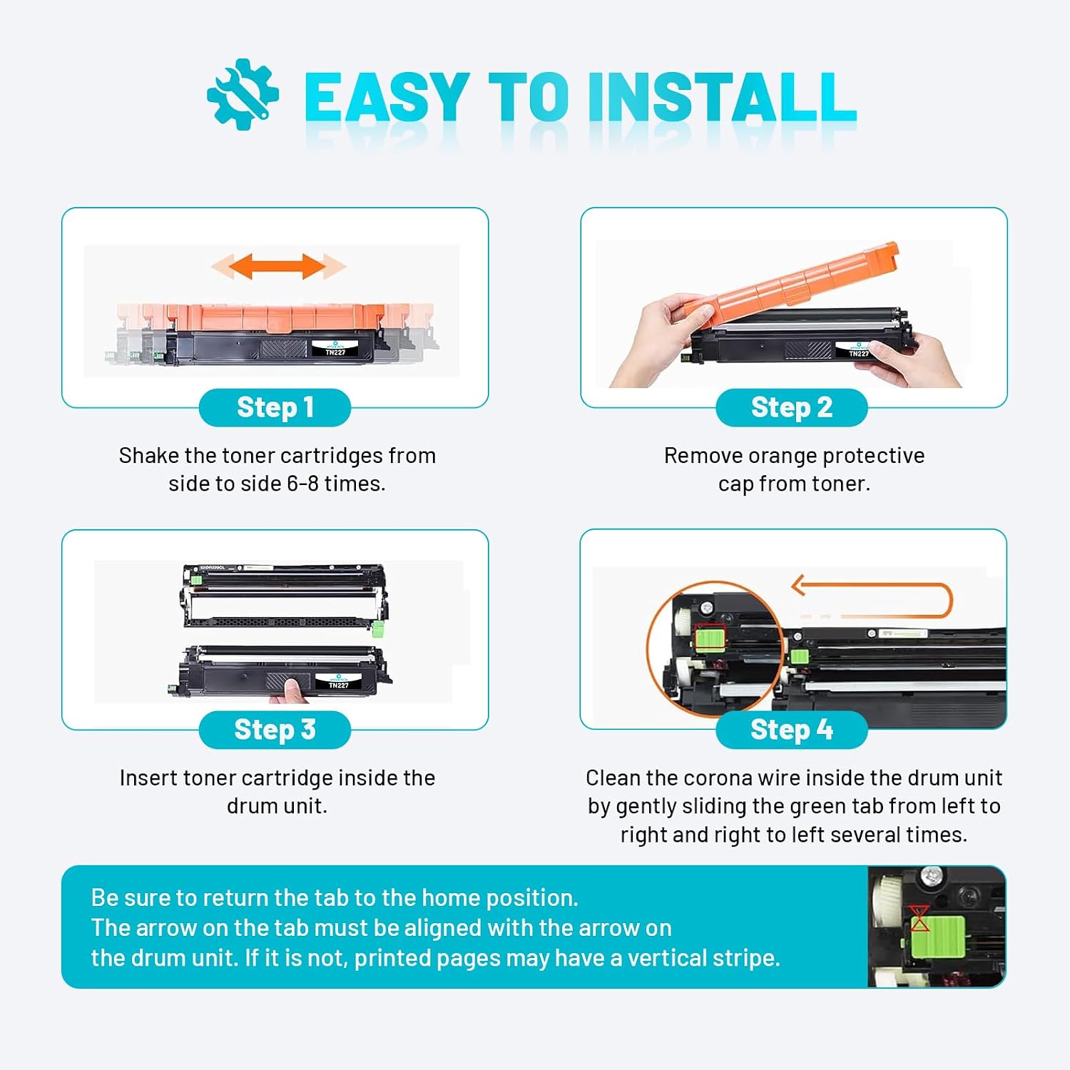 Detalle 1 de Hyggetech TN227 Compatible Toner Cartridges, 4-Pack with Smart Chip