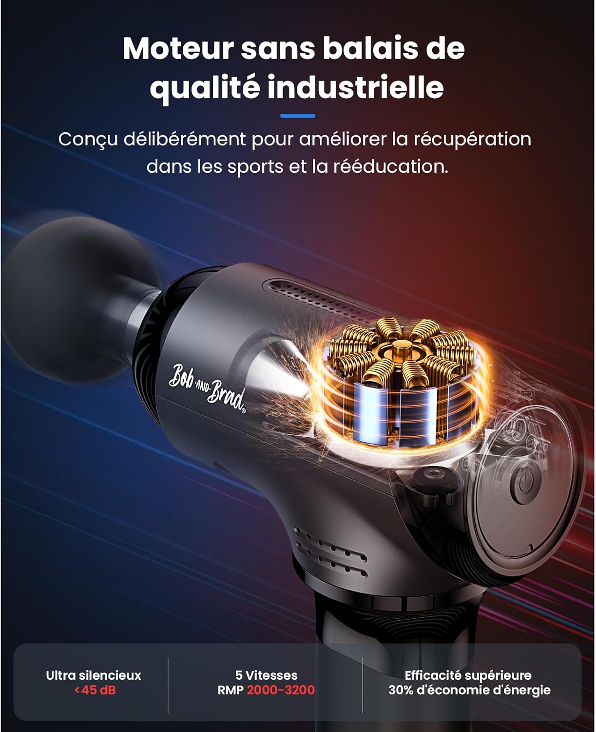 Detalle 2 de Bob and Brad T2 Pro : pistolet de massage percussif chaud & froid pour le dos et la nuque
