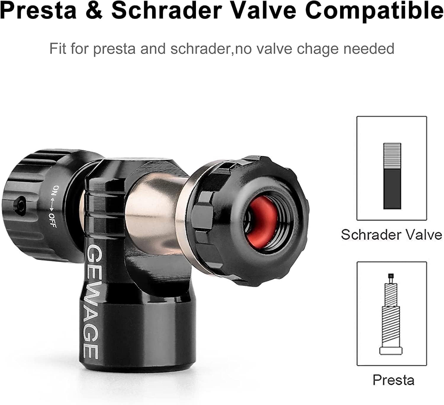 Thumbnail 3 de GEWAGE CO2 Luftpumpe für Fahrradreifen inkl. 4× 16-g CO2-Kapseln (Gewinde) – kompatibel mit Presta & Schrader