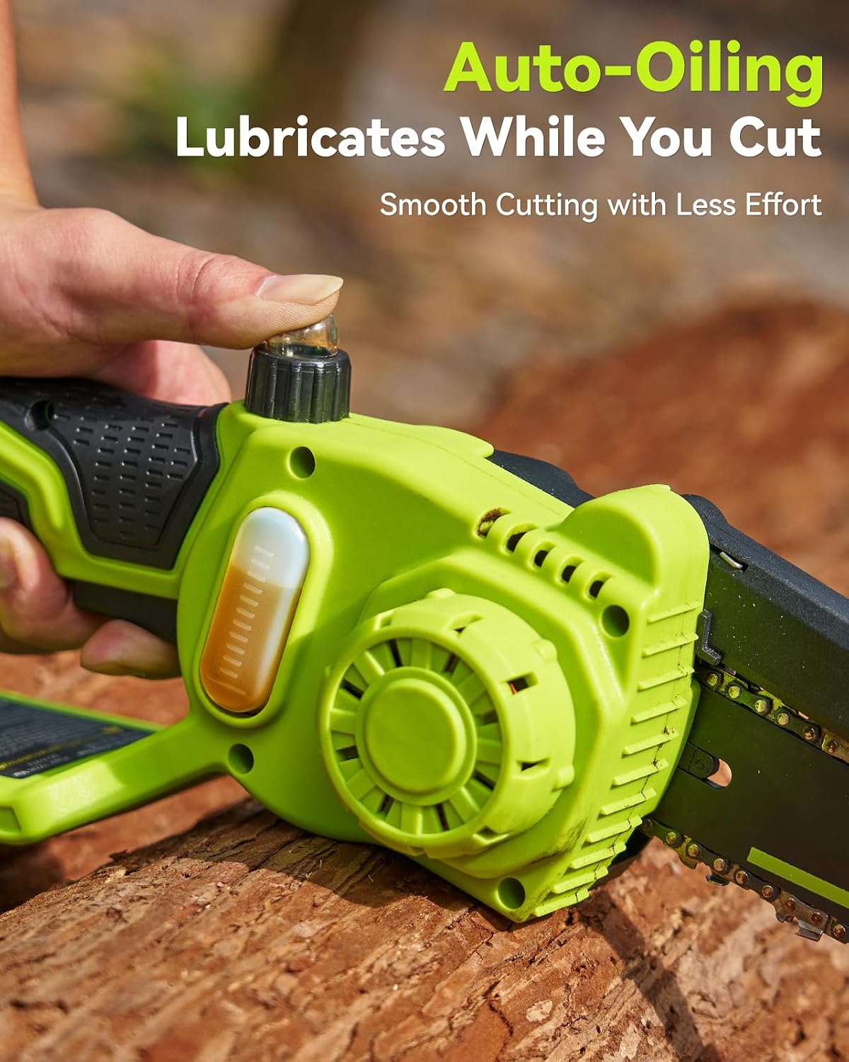 Detalle de Supstable BL-168 Cordless Mini Chainsaw, 6- and 8-Inch Bars, 1000W Brushless Motor