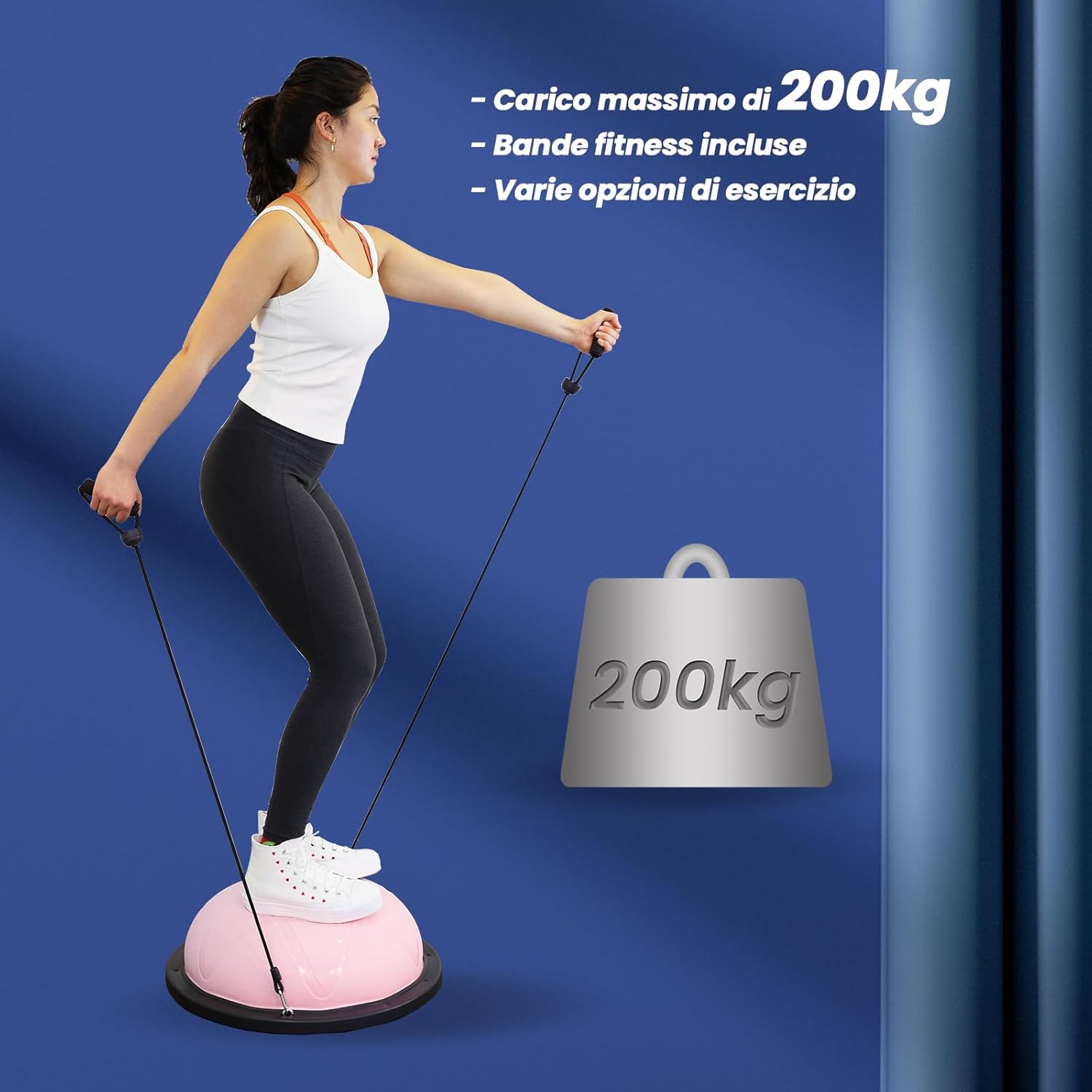 Thumbnail 3 de DH FitLife Balance Ball + fascia di allenamento: palla di equilibrio Φ60 x 22 cm con fasce e pompa