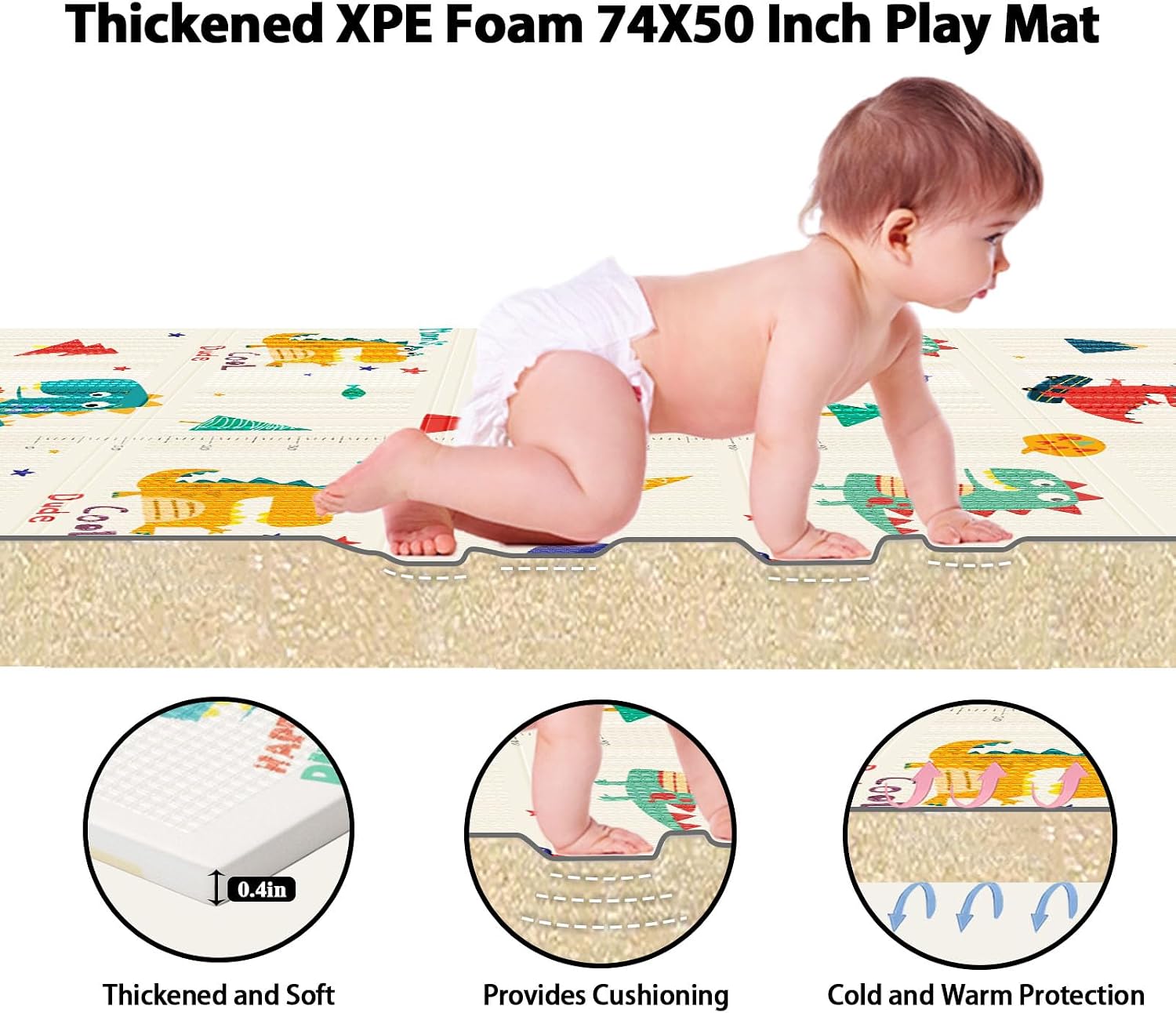 Detalle 2 de XVISHX PPD-1 Baby Foam Play Mat, 0.4-Inch, Waterproof and Reversible