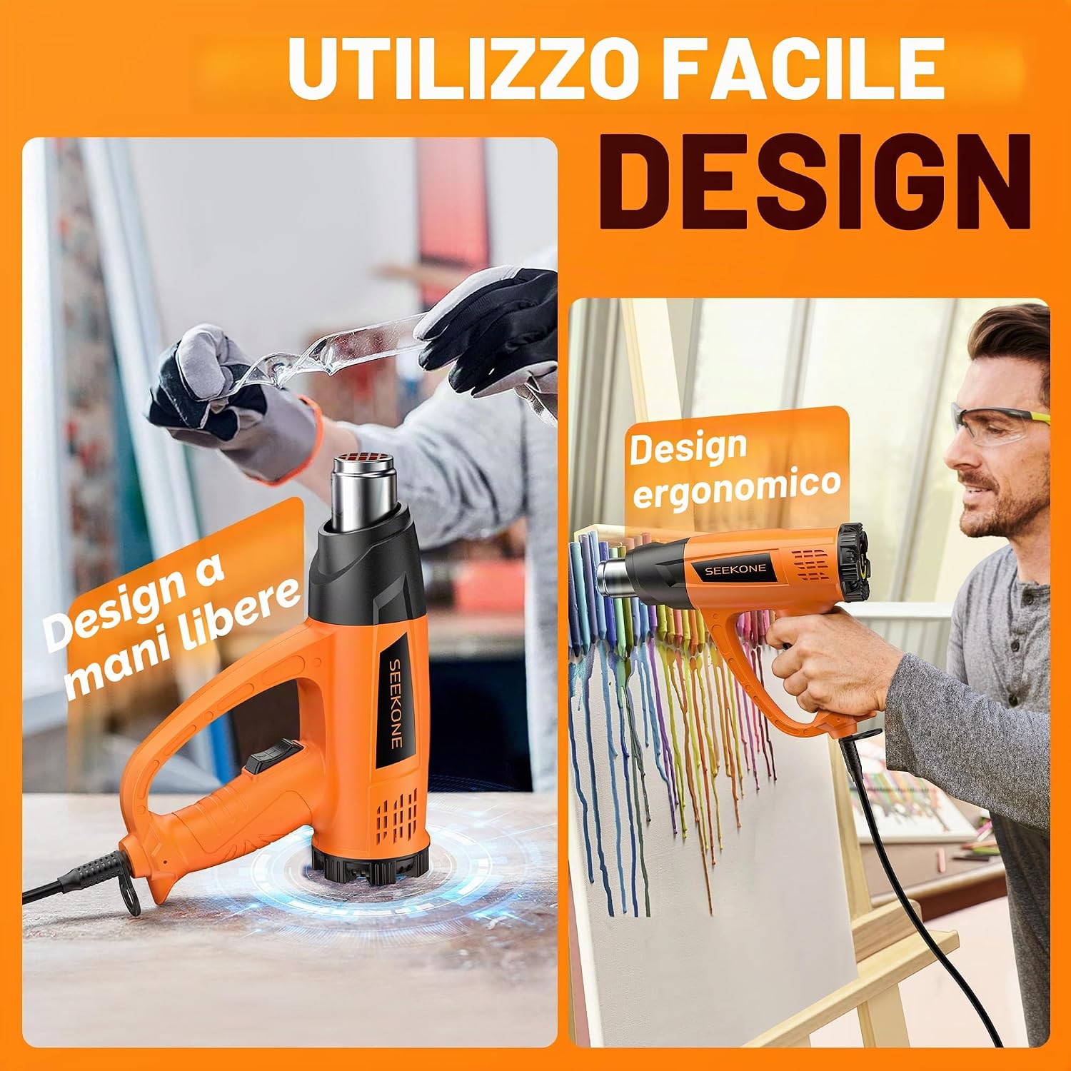 Thumbnail 4 de Pistola Termica SEEKONE 2000W: aria calda professionale 60–600°C con 7 accessori