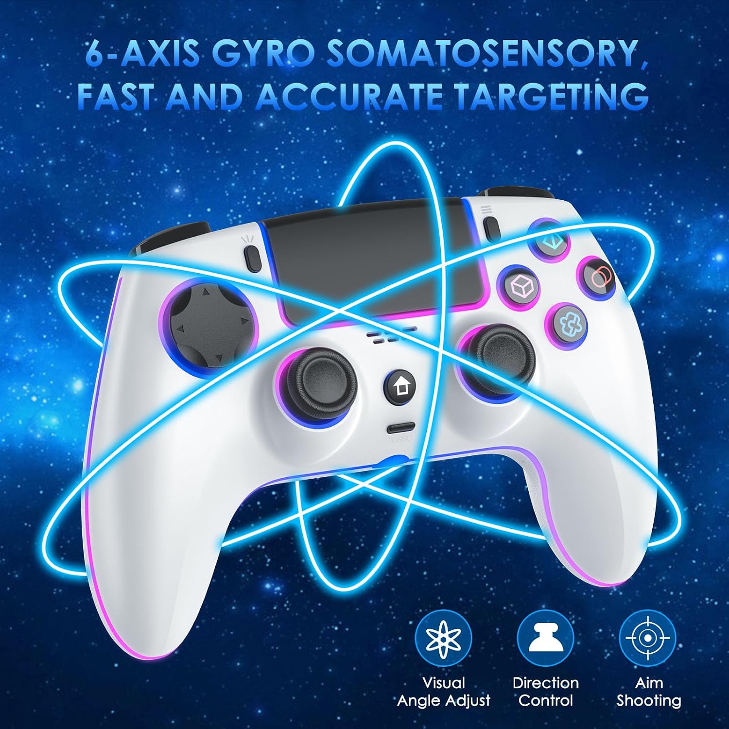 Thumbnail 6 de JORREP Controller wireless per PS5/Pro/Steam Deck/PC/Mac/iOS con illuminazione RGB e doppia vibrazione