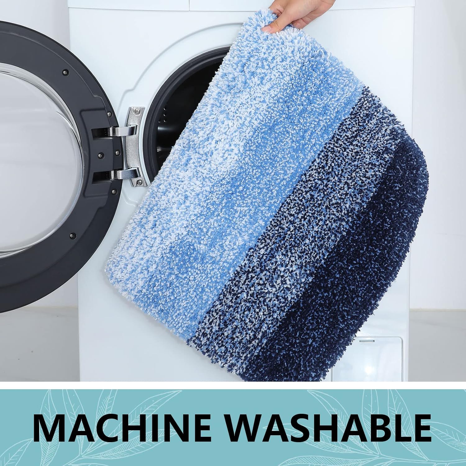 Thumbnail 6 de Arotive Microfiber Shaggy Bathroom Rug (24x16) with Non-Slip Rubber Backing, Blue