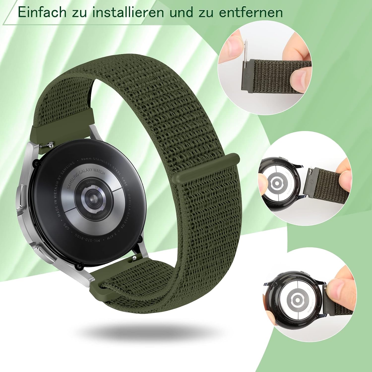 Detalle 2 de YCHDDER Nylon Uhrenarmband 16mm