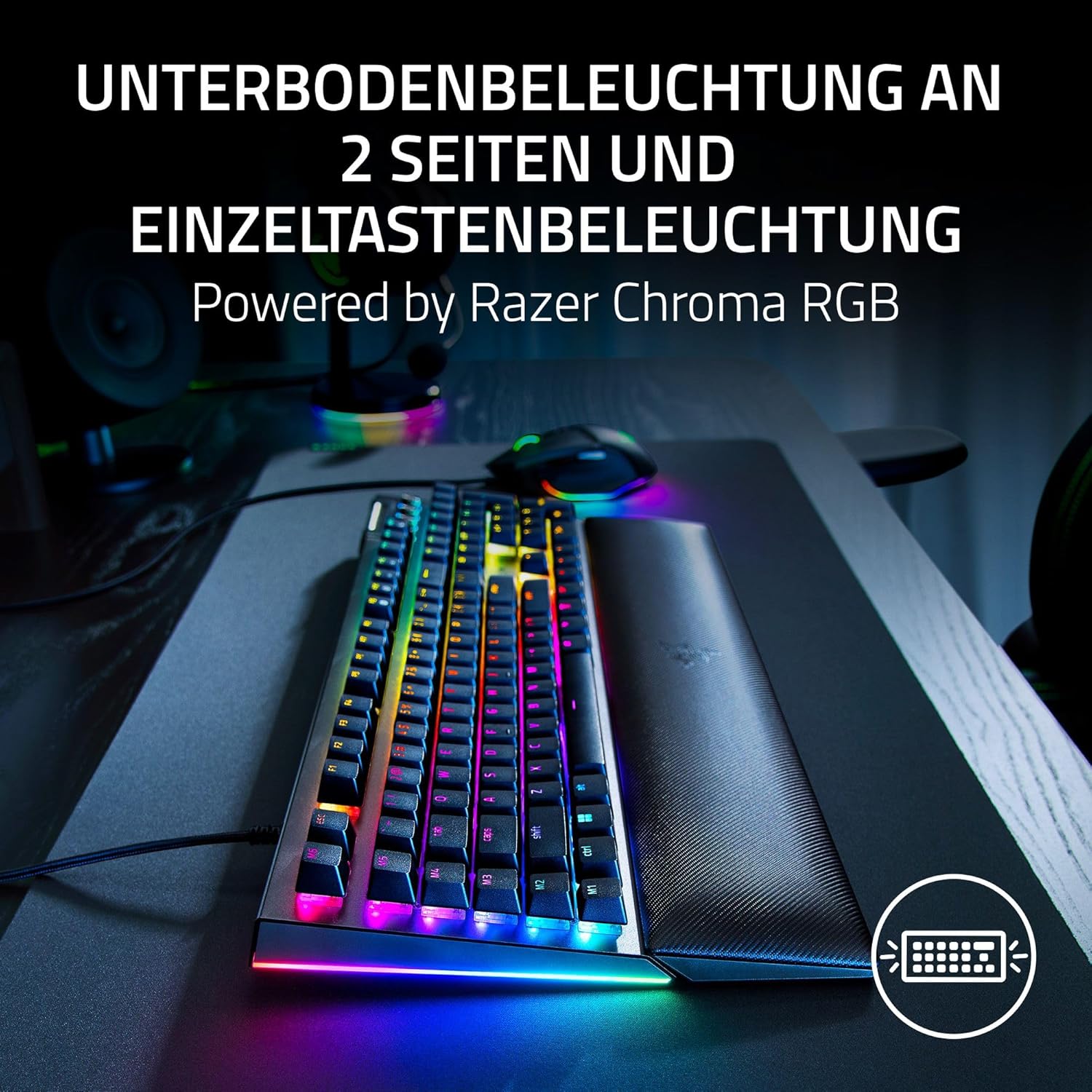Thumbnail 2 de Razer BlackWidow V4 mechanische Gaming-Tastatur mit Chroma RGB und Green Switches (QWERTZ, DE-Layout) – Schwarz