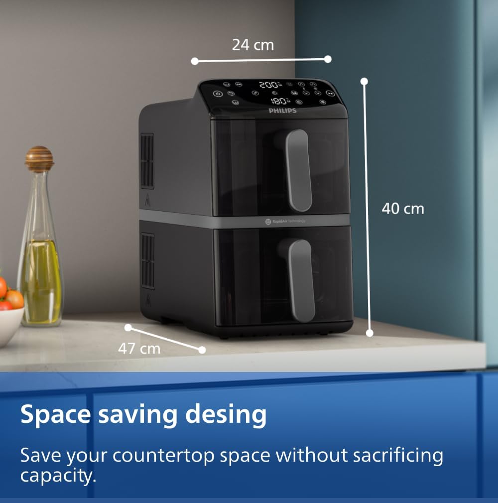 Thumbnail 3 de Philips 4000 Series Stacked Dual Basket Airfryer 10L – RapidAir Tech, 2 Meals at Once