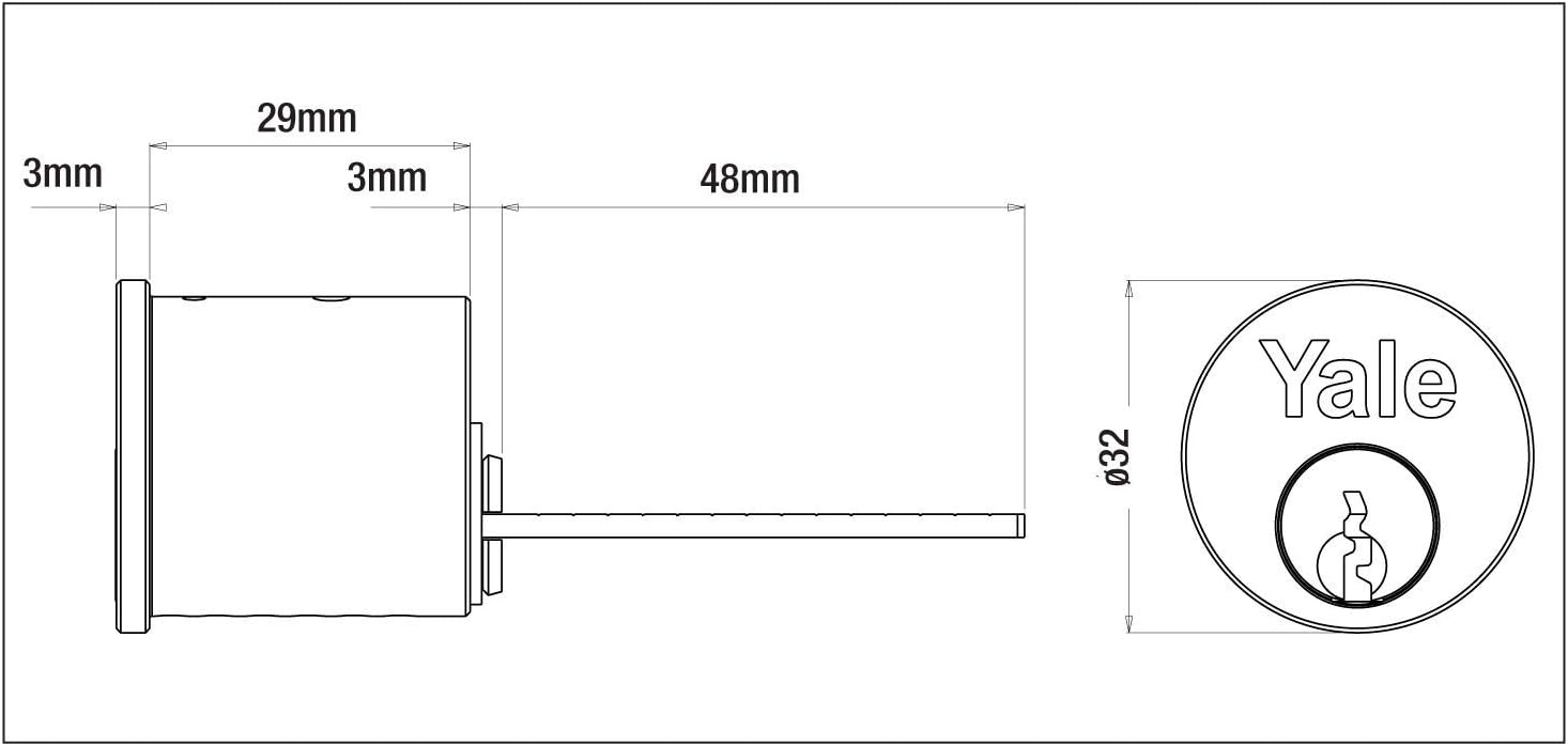 Thumbnail 1 de Yale Replacement Rim Cylinder (P-6KP1109-PB) for 38–57 mm Doors