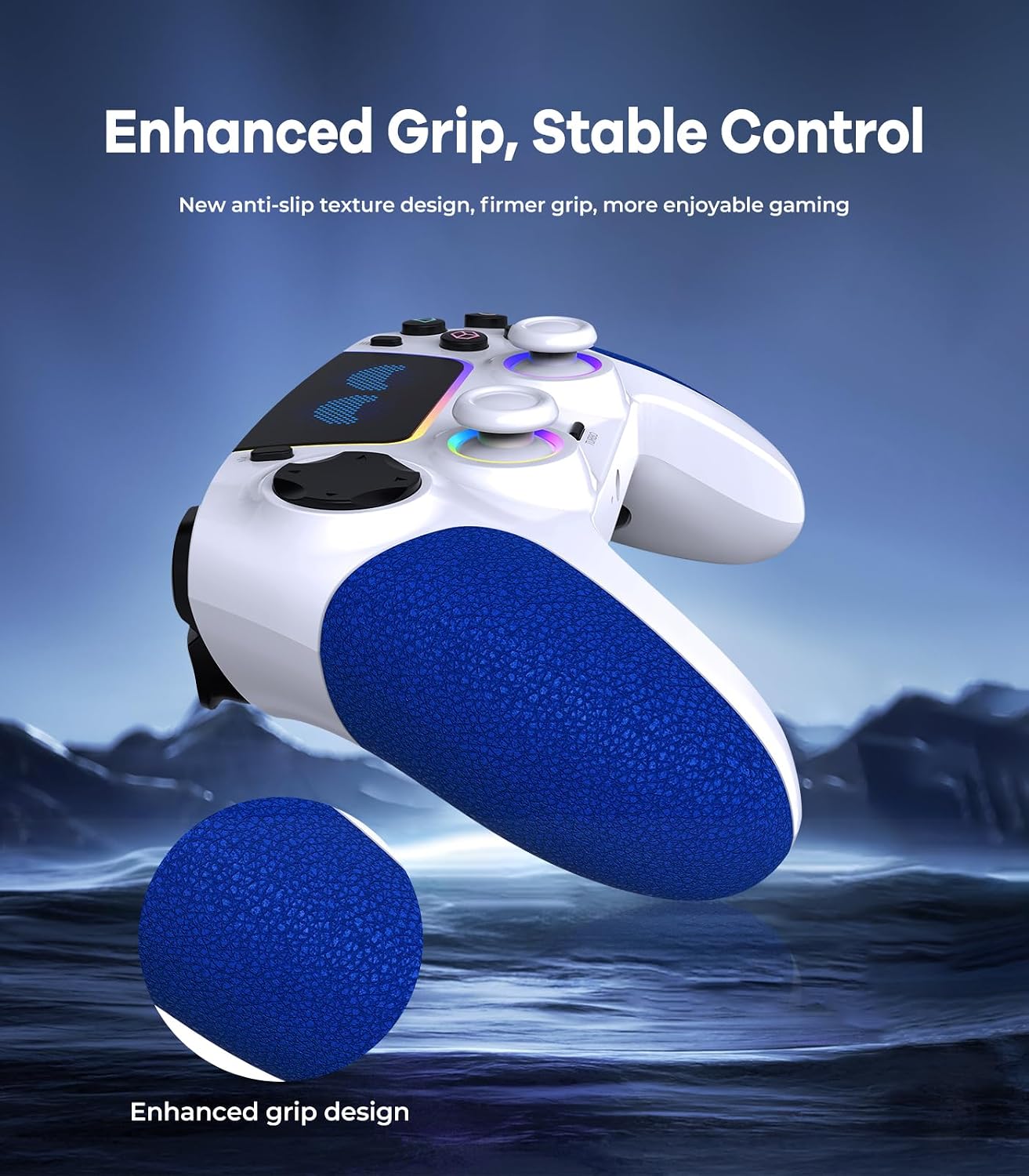 Thumbnail 5 de SFGSUP Wireless Pro Controller für PS5/PC/MAC/Steam Deck – Hall-Effekt Joystick & Trigger, 8 RGB-Farben, 6-Achsen-Gyroskop, Turbo, Dual Vibration, 1500 mAh Akku