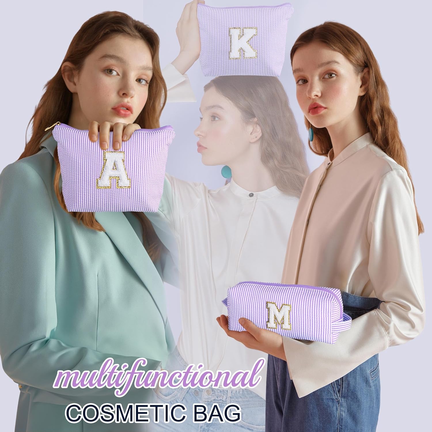 Detalle de Parima Personalized Initial Makeup Bag - Purple E