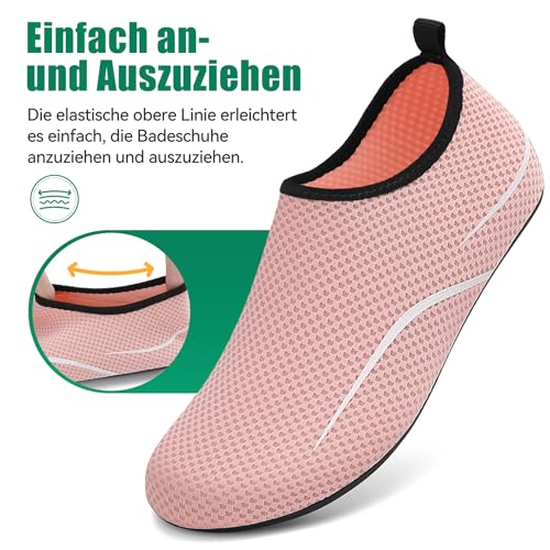Thumbnail 6 de RUOMU Badeschuhe Damen – Wasserschuhe Schnell Trocknend, rutschfest, Barfußgefühl, Rosa 38 EU