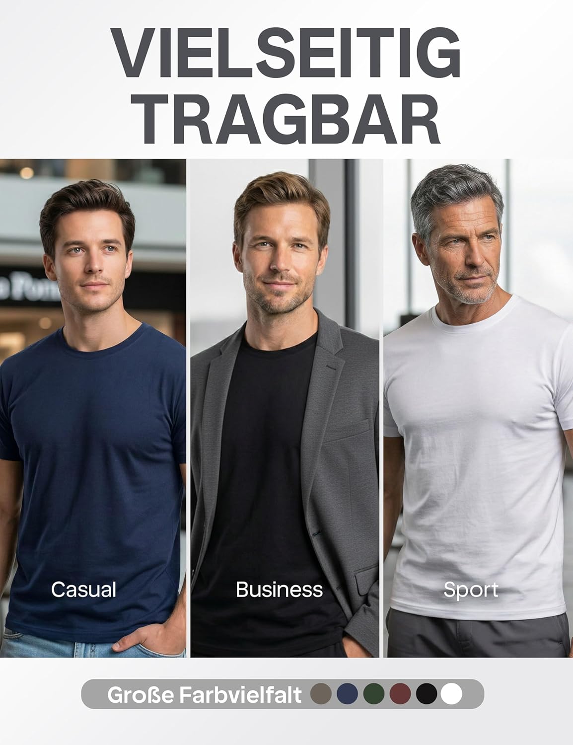 Thumbnail 4 de Lower East Basic Rundhals T-Shirts 3er Pack