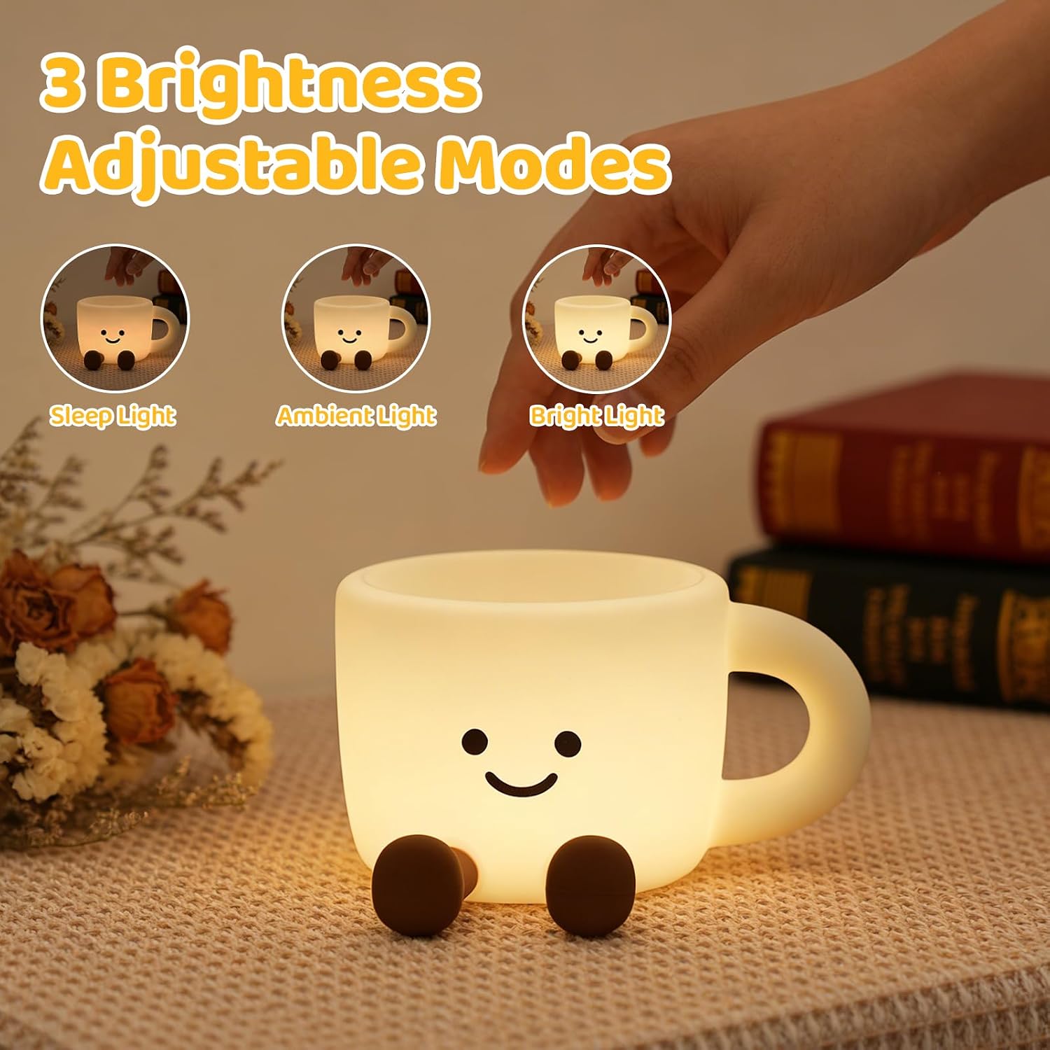 Thumbnail 1 de Gemmac LED Nachtlicht „Kaffeetasse“ dimmbar, 7 Farben, Touch & Timer, USB-C wiederaufladbar