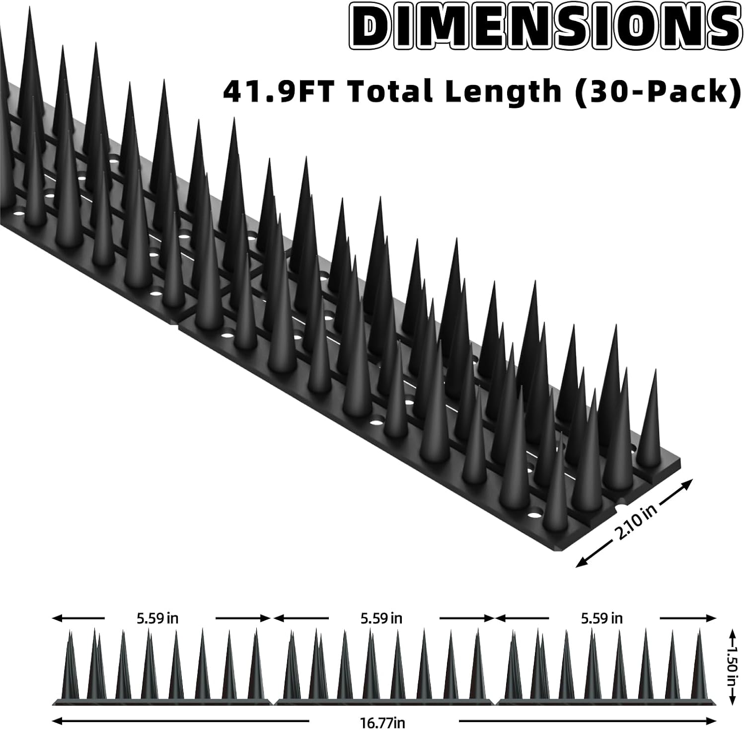 Detalle de LavviTech Bird Spikes Plastic Outdoor Deterrent, 30-Pack, 41.9 ft Coverage