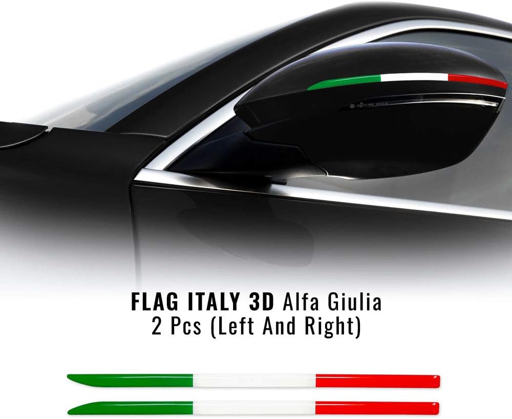 Thumbnail 1 de Stripes Strisce Adesive 3D Tricolore Italia Sagomate per Specchietti Alfa Giulia
