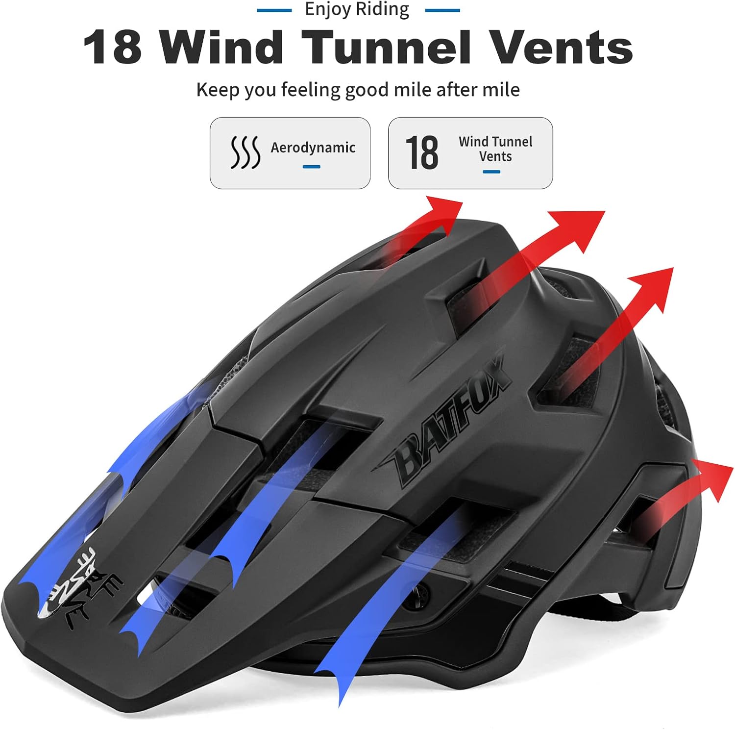 Thumbnail 6 de BATFOX 303 Mountain Bike Helmet, L (58–61 cm), 18 Vents and Visor