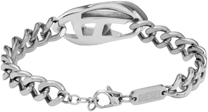 Thumbnail 3 de Bracelet Diesel pour homme en acier inoxydable argenté à fermoir mousqueton