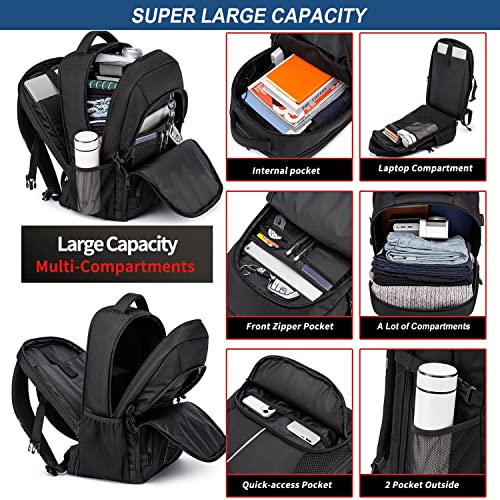 Thumbnail 2 de Sac à Dos Homme Grand 55L 18,4 Pouces USB Anti-Vol Imperméable – PUSLOM Noir