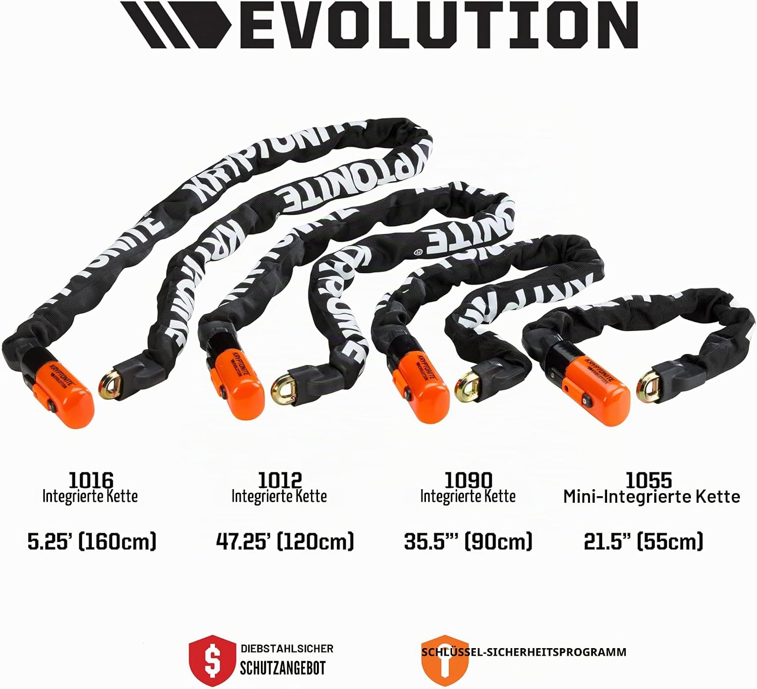 Thumbnail 2 de Kryptonite Evolution 4 Fahrradschloss mit 10 mm Kettengliedern (160 cm), Fahrradkette & Scheibenzylinder
