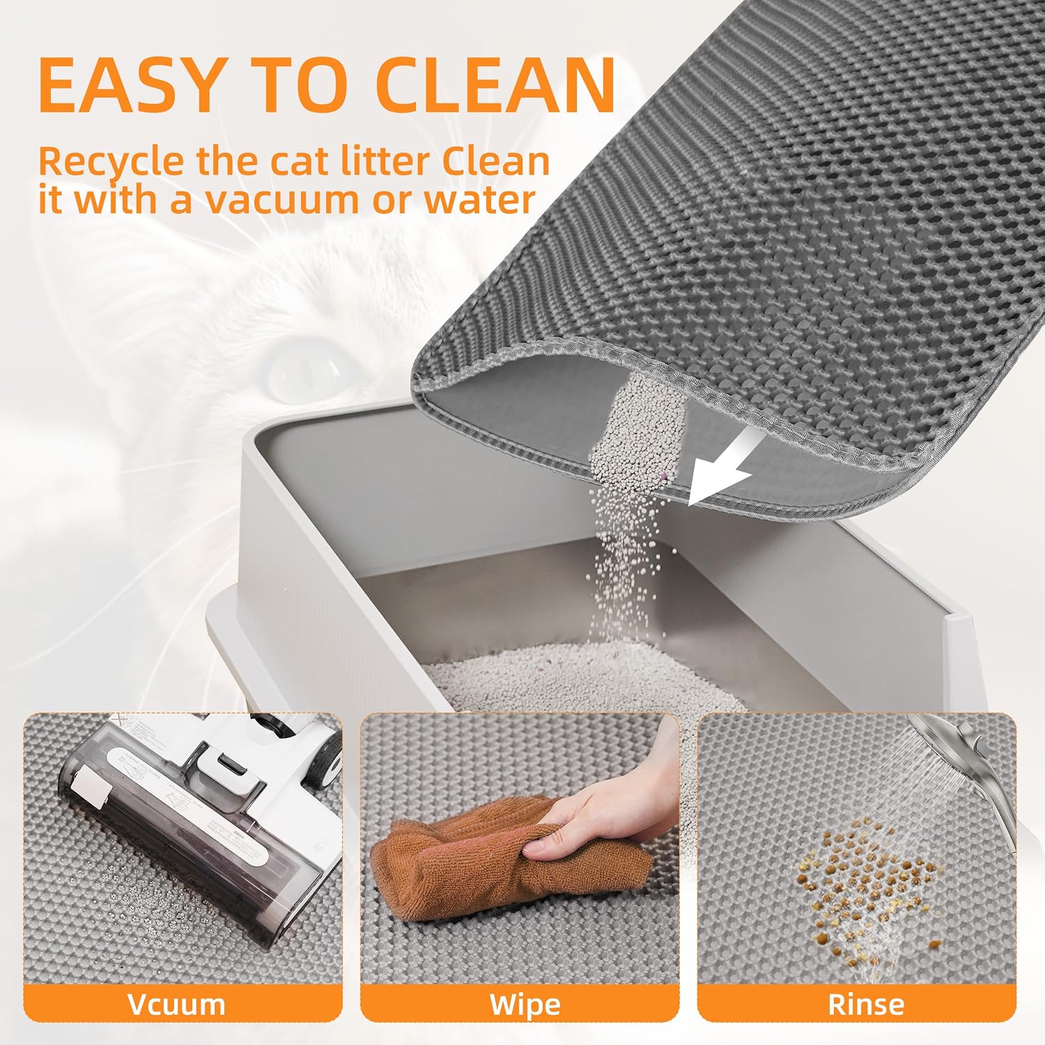 Detalle de Anywish P03-1006 Cat Litter Mat, 47" x 33" Double-Layer EVA