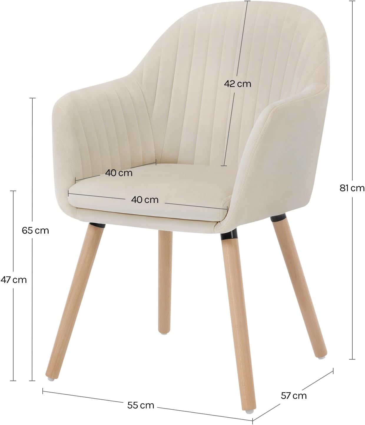 Detalle de WOLTU BH95cm-2 Sillas comedor terciopelo 2 unidades
