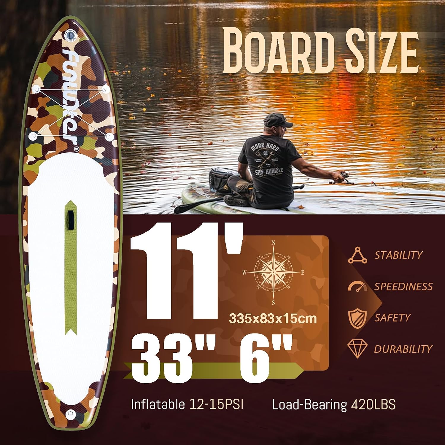 Thumbnail 1 de FunWater Inflatable Stand Up Paddle Board (11'6", 11', 10'6") with Premium Accessories