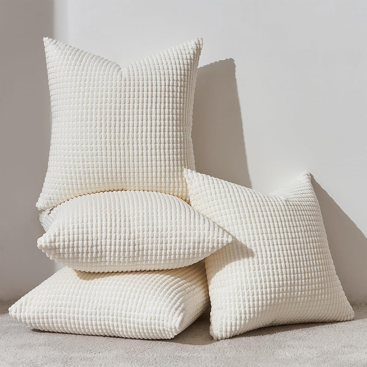 Topfinel Kissenbezug 40x40 cm Creme Weiß – 4er Set aus Kordsamt