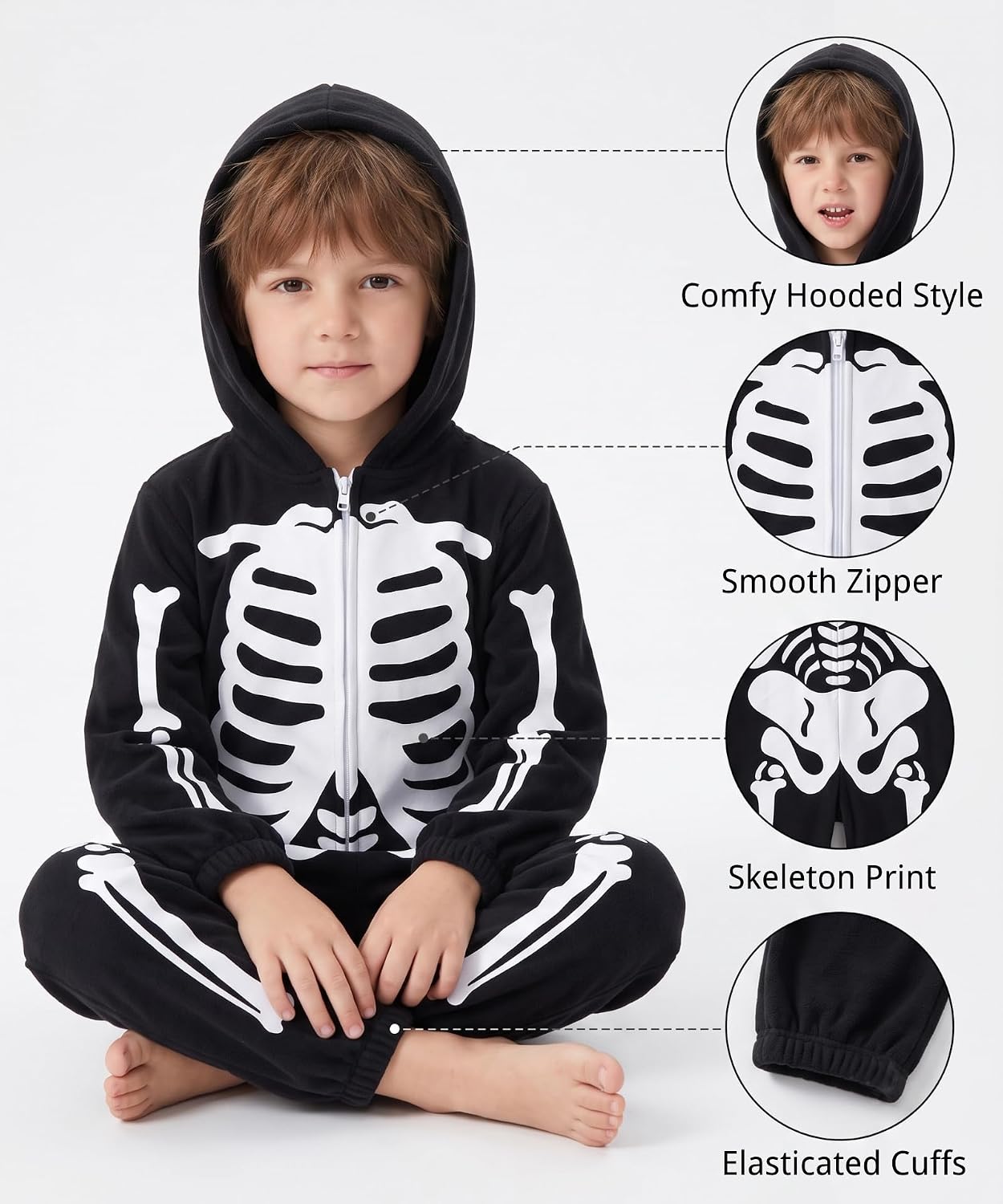 Thumbnail 1 de LONULAIN WXETSY Kids’ Animal Onesie Pajamas, Flannel Fleece Hood and Pockets