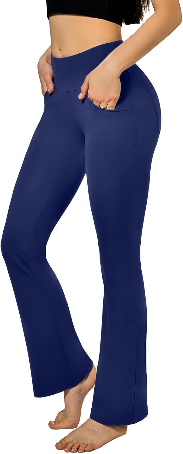 Detalle 2 de SINOPHANT Flared Yogahose Damen High Waist mit 4 Taschen – Bootcut, blickdicht