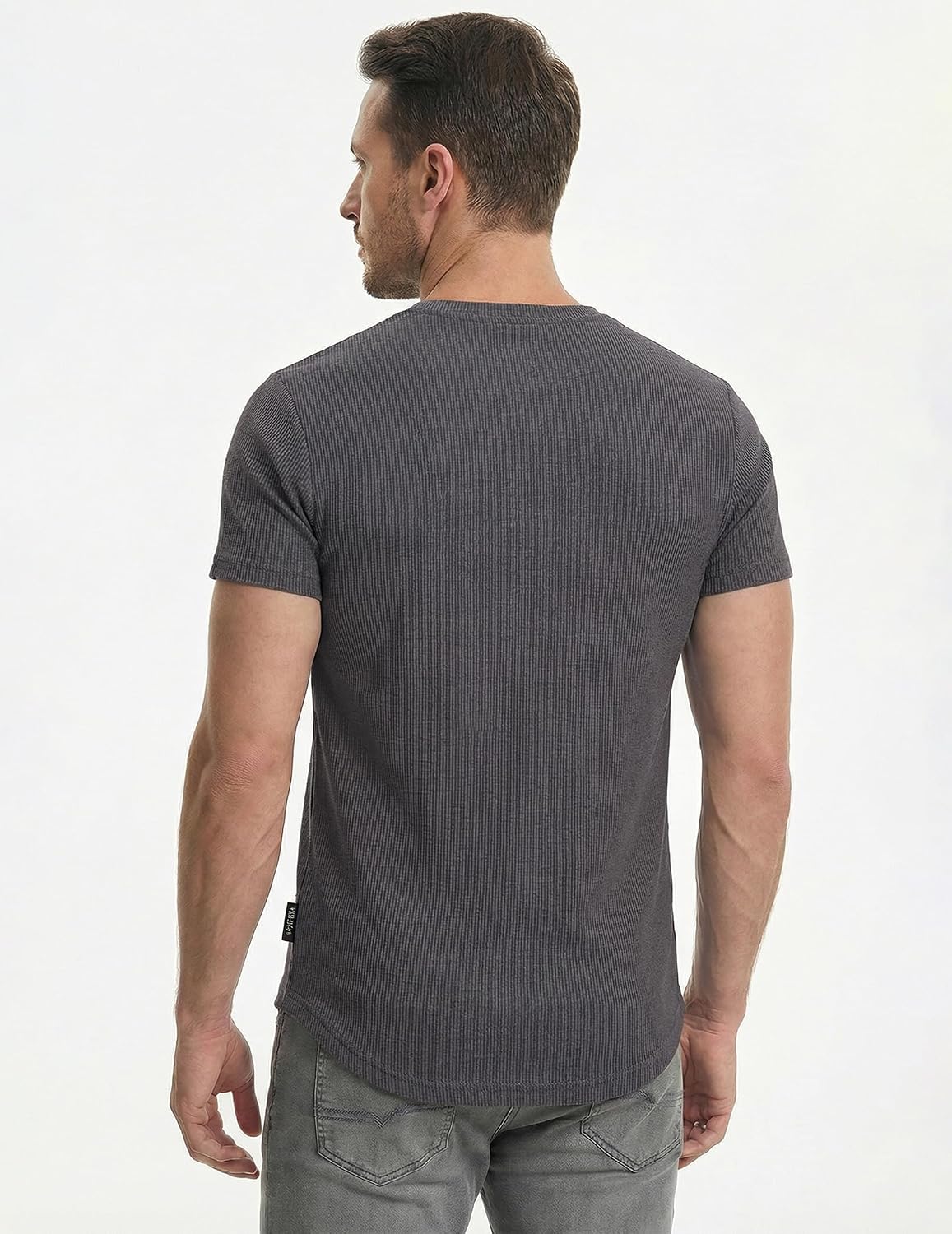 Detalle 1 de JMIERR Men’s Muscle Slim Henley T-Shirt (Crewneck Longline) with Button Placket