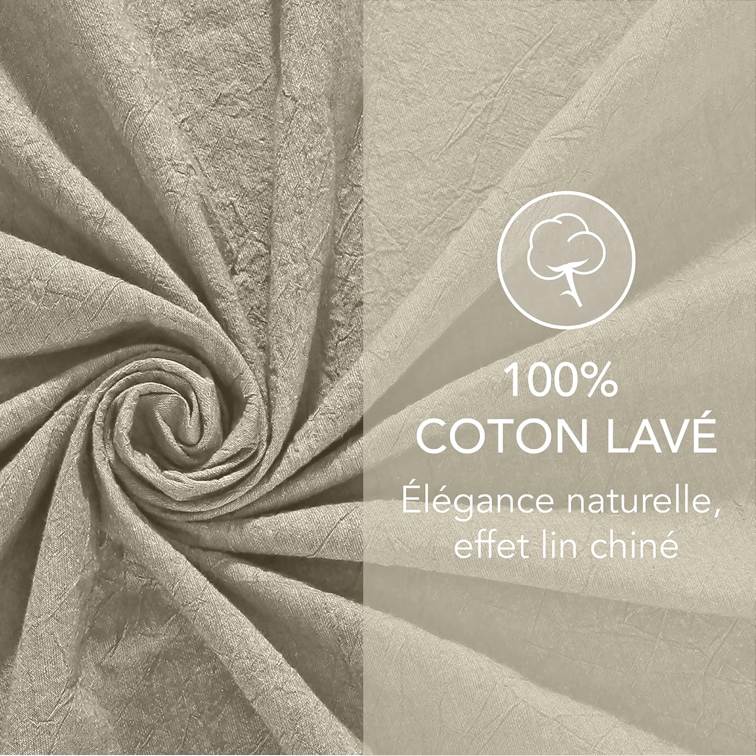 Detalle 2 de Dreamzie Taie Oreiller 40x80 Coton – Lot de 2, Beige, Oeko-Tex, Lavée au stonewash