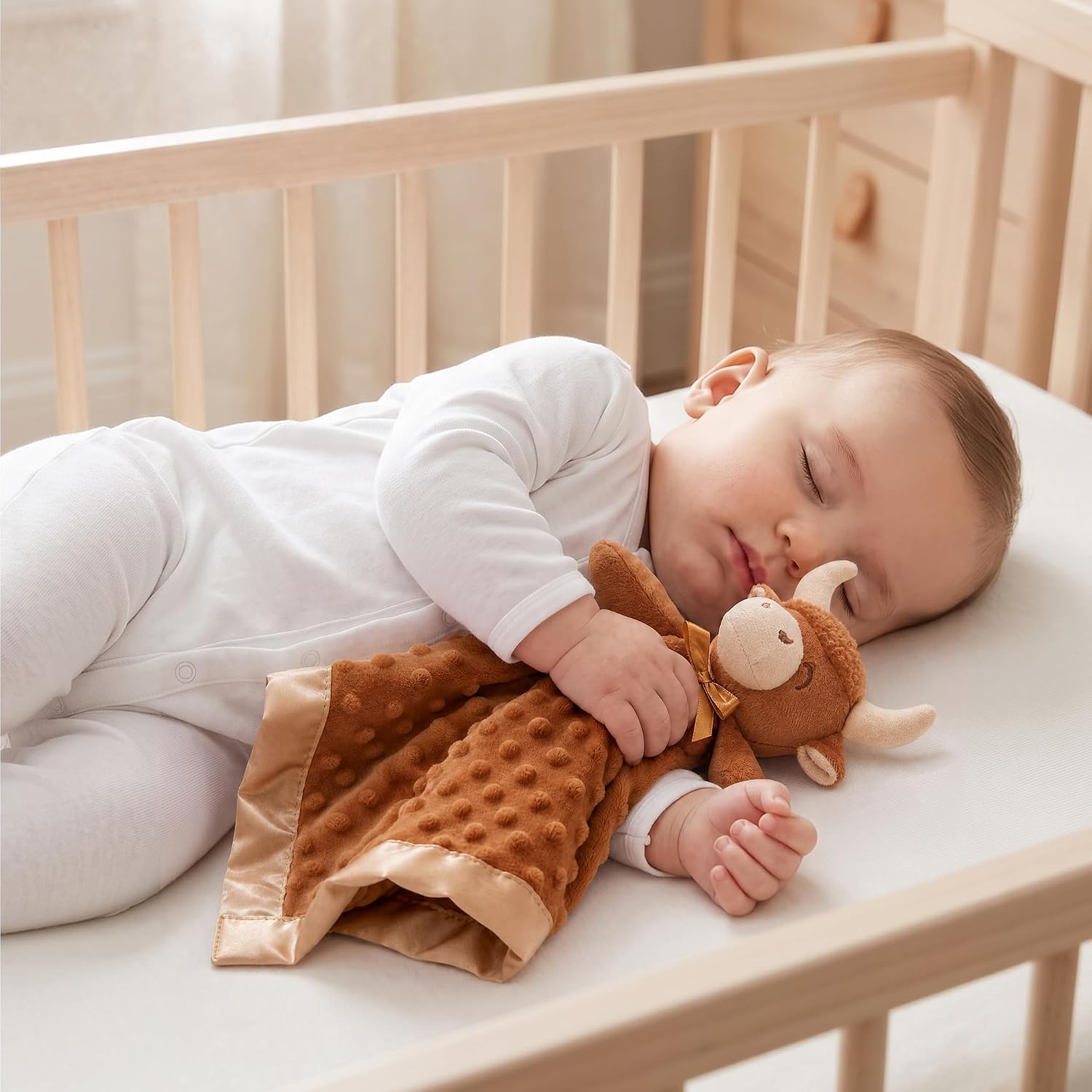 Detalle 2 de Pro Goleem Highland Cow Security Blanket, 16-Inch Brown Lovey
